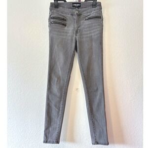 Etienne Marcel Los Angeles Grey Moto Skinny Jeans Zip Detail Size 27